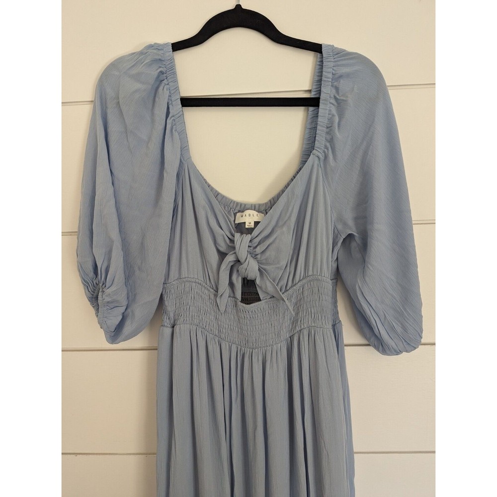 Mable Dress Womens Medium Maxi Vici Boho Puff Sleeve Flutter Light Blue - Picture 3 of 10